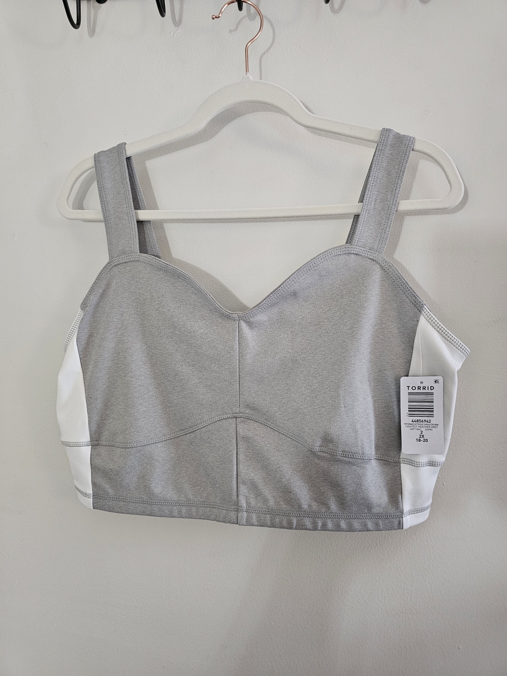 torrid Gray & White Cropped Tank Bralette with Sweetheart Neckline - Picture 2 of 4